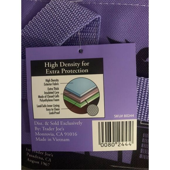 Trader Joe's Mini Insulated Reusable Tote Shopping Bag Lavender Purple 1.5 Gallo - Picture 4 of 5